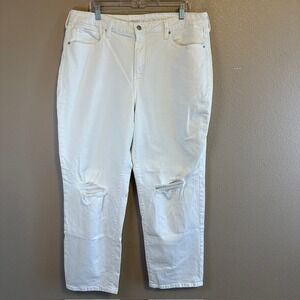 Old Navy Women's OG Loose White Distressed High Rise Stretch Jeans 18